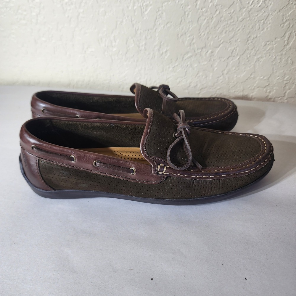 Tommy Bahama Odinn Camp Moc Mens 9 M‎ Olive Brown Suede Leather Loafers TFM00313